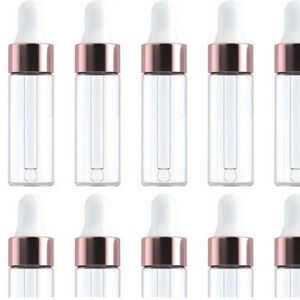 Set of 10 rose gold dropper bottles for essential oils 5ml size